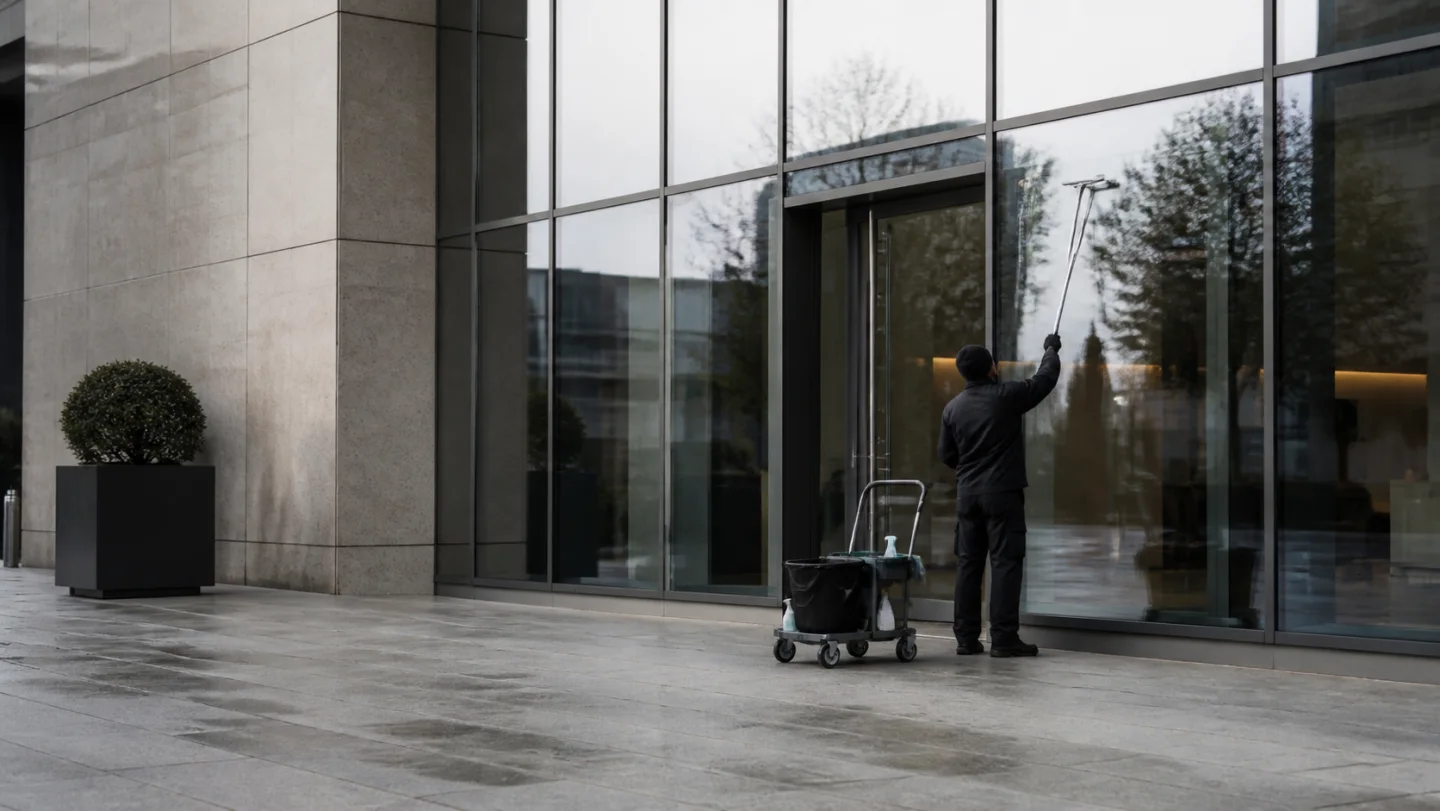 Professionelle Pflege einer modernen Gewerbeimmobilie